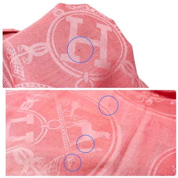 HERMES H Logo New Libris Shawl Scarf Wrap Fringe Pink Cashmere Silk [105760] - Picture 11 of 12